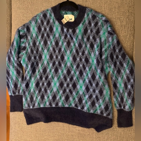 Aerie Argyle Oversized Sweater – Navy/Green/Blue – Size Small – NWT - Picture 8 of 13